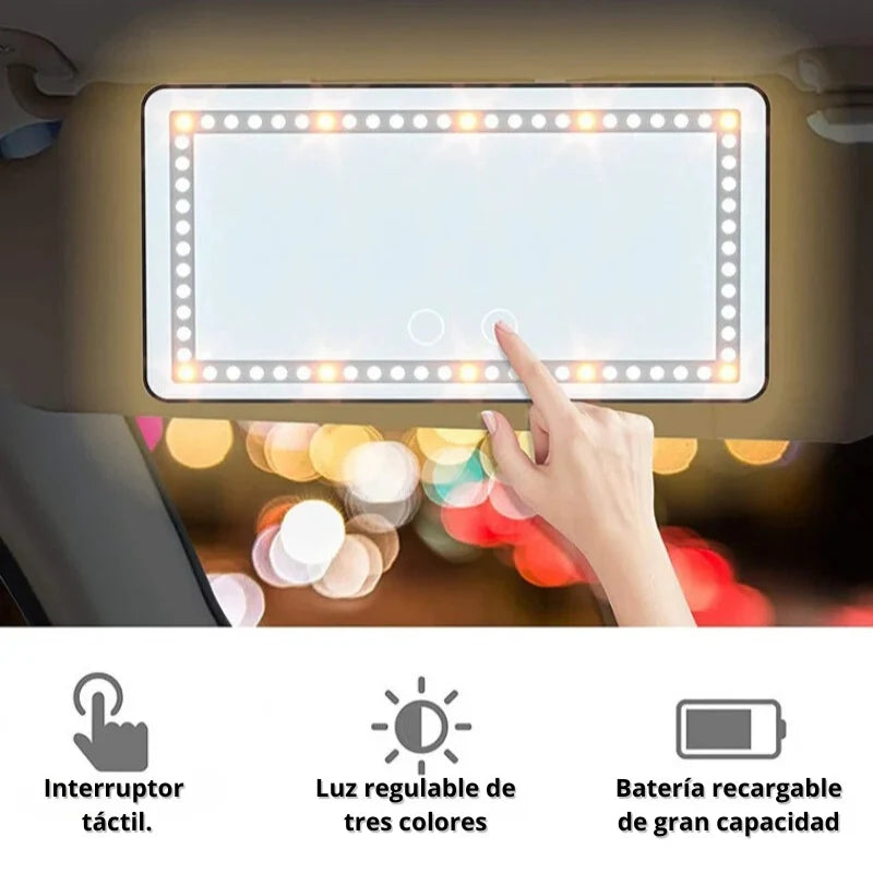 ESPEJO DE LUJO CON LUZ PARA AUTOMOVIL