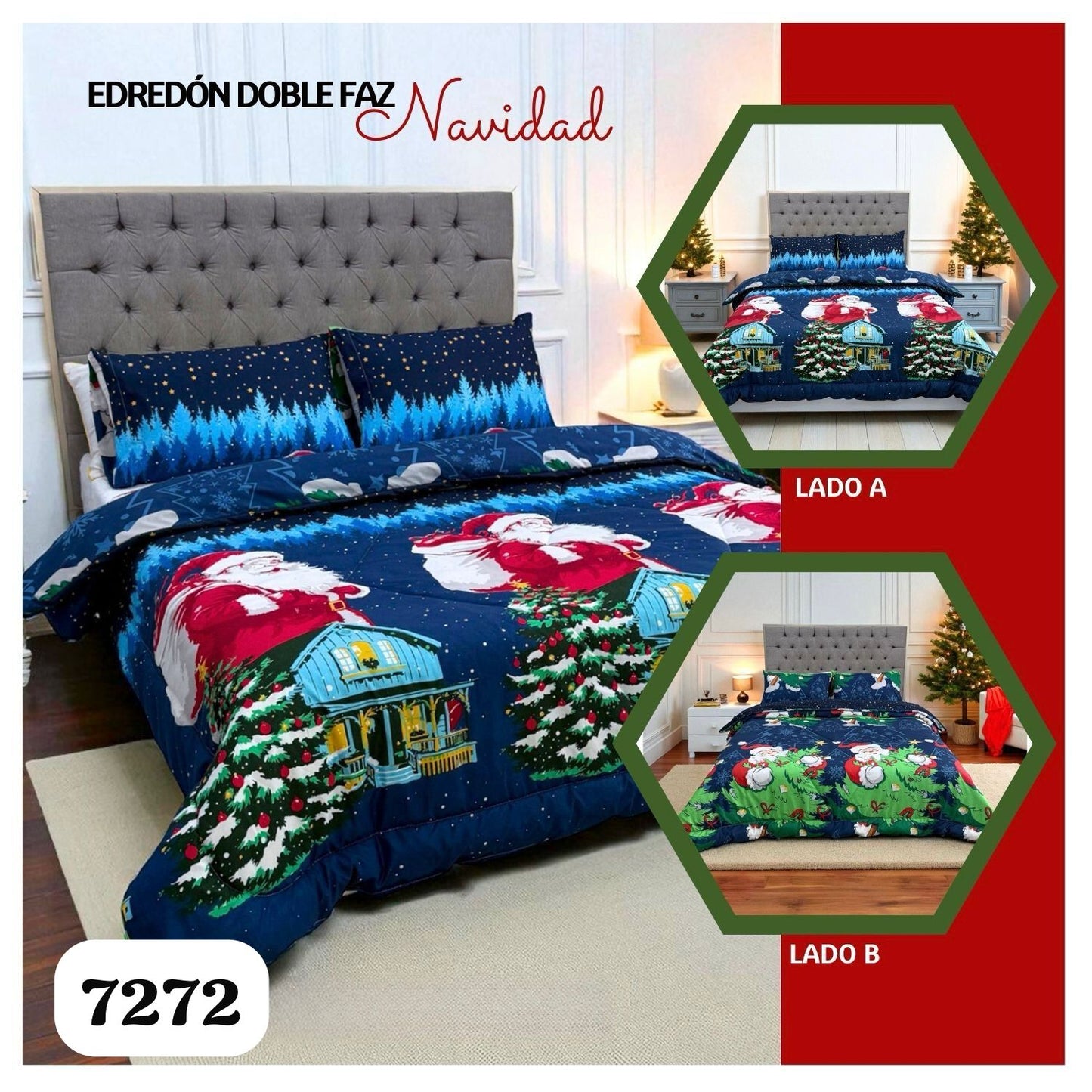 EDREDON DOBLE FAZ NAVIDEÑO-CAMA DOBLE